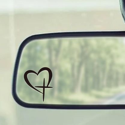 Minimalist Heart Cross Decal