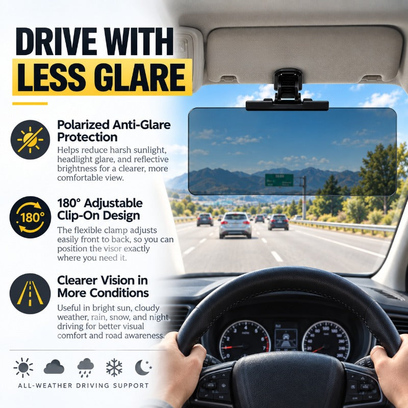 Car Sun Visor With Polarized Glare Protection
