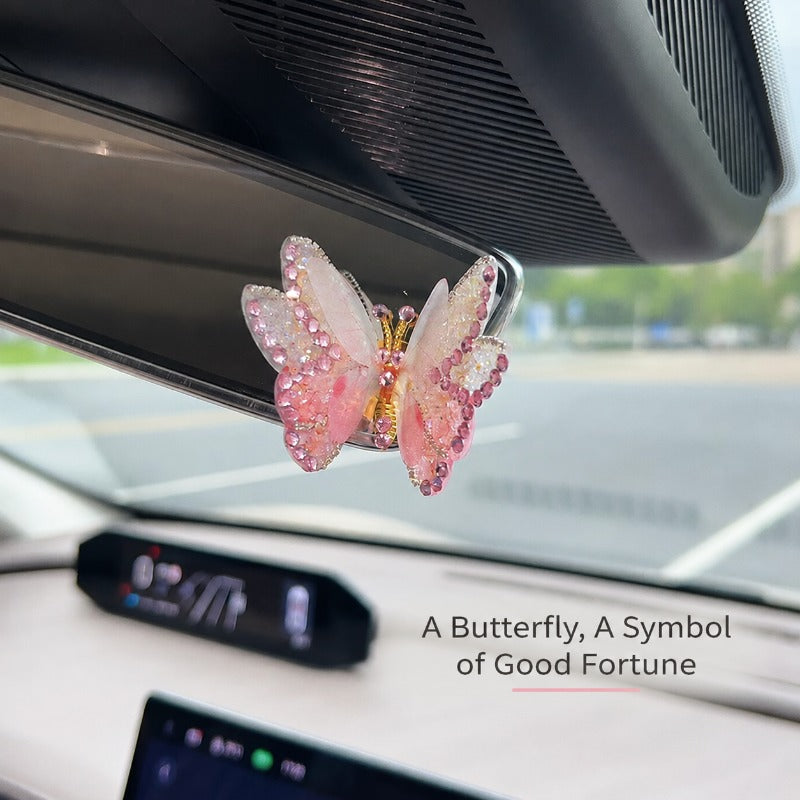 Fluttering Crystal Butterfly Car Decor