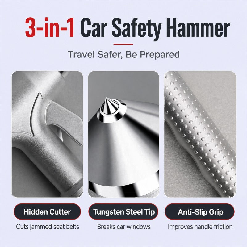 3-in-1 Emergency Car Escape Hammer