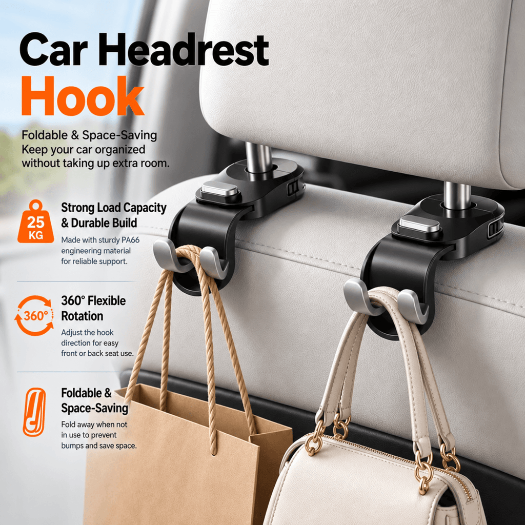 Foldable Car Headrest Hook
