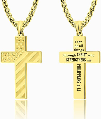 Woyuosn Cross Necklace for Men Stainless Steel