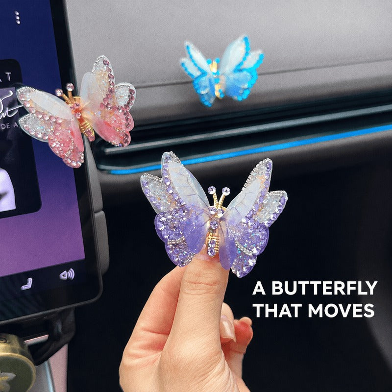 Fluttering Crystal Butterfly Car Decor