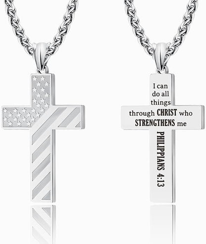 Woyuosn Cross Necklace for Men Stainless Steel