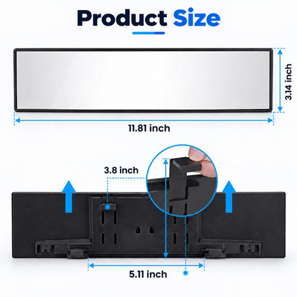 12-Inch Clip-On Panoramic Rear-View Mirror