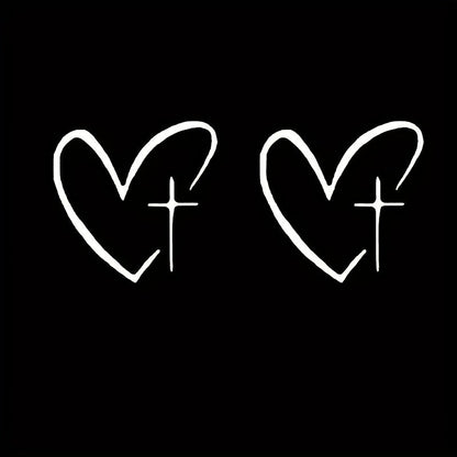 Minimalist Heart Cross Decal