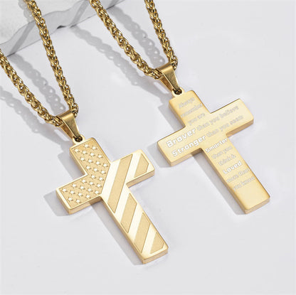 Woyuosn Cross Necklace for Men Stainless Steel