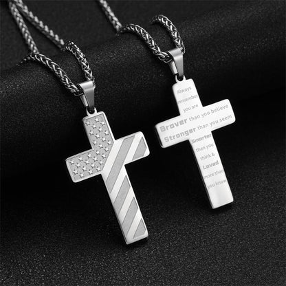 Woyuosn Cross Necklace for Men Stainless Steel