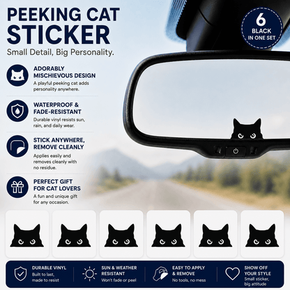 Playful Peeking Cat Decal