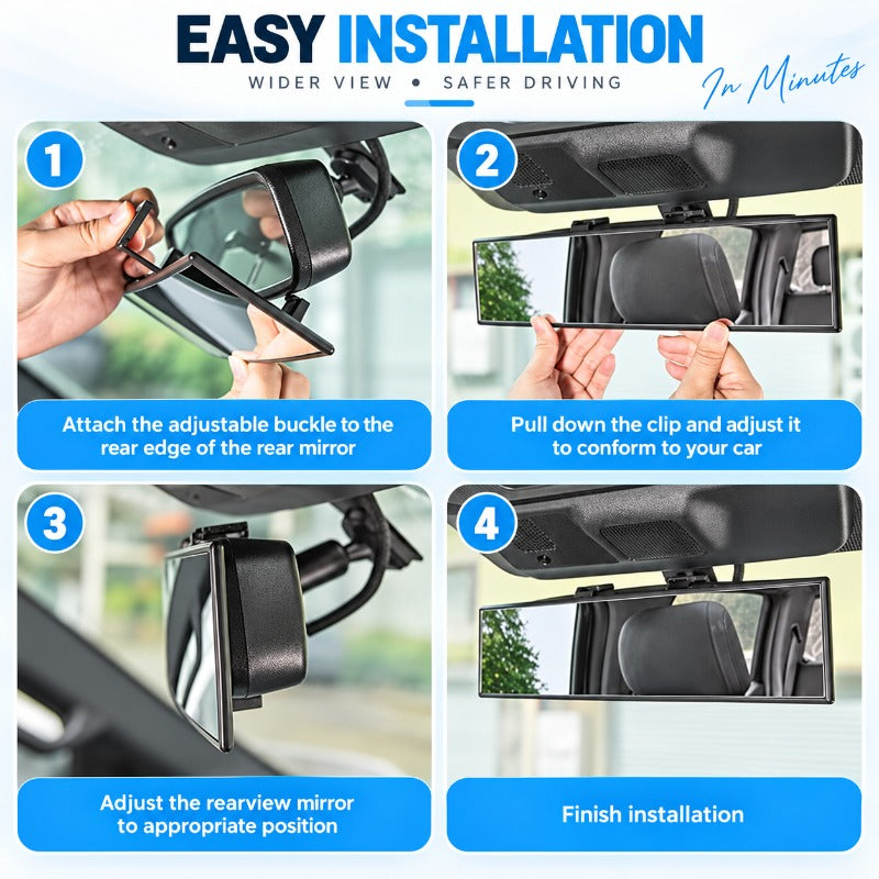 12-Inch Clip-On Panoramic Rear-View Mirror