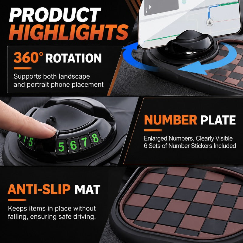 Woyuosn Multifunction Car Mat with Phone Holder Hidden Number Plate