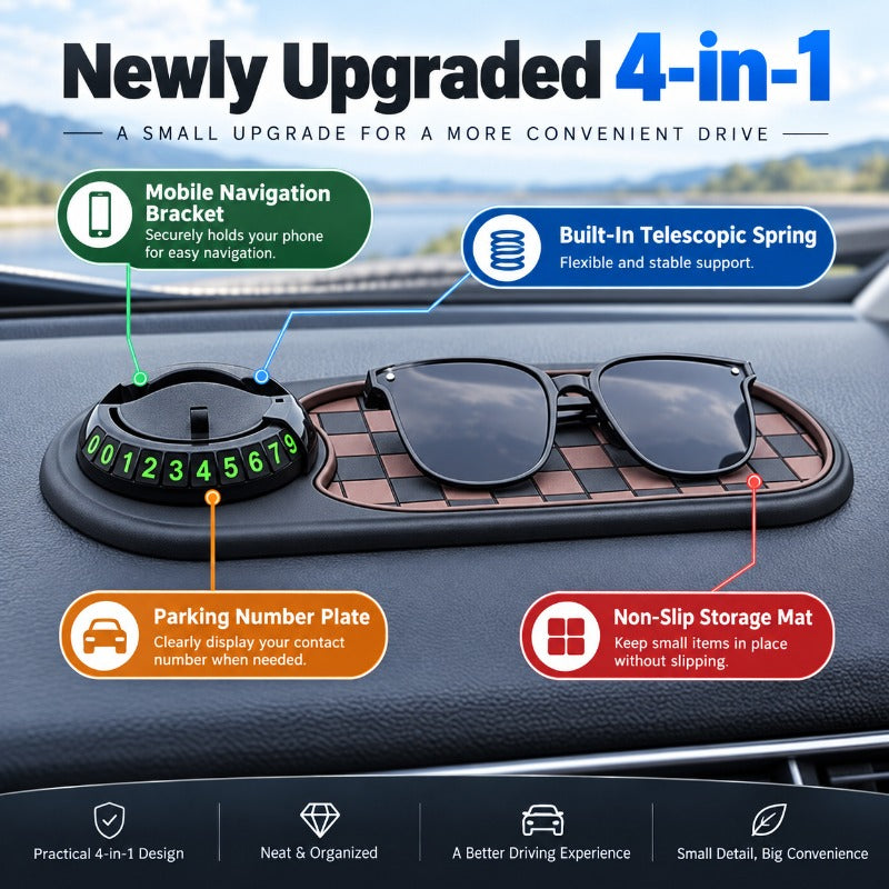 Woyuosn Multifunction Car Mat with Phone Holder Hidden Number Plate