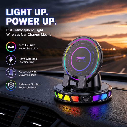 RGB Wireless Charging Car Mount
