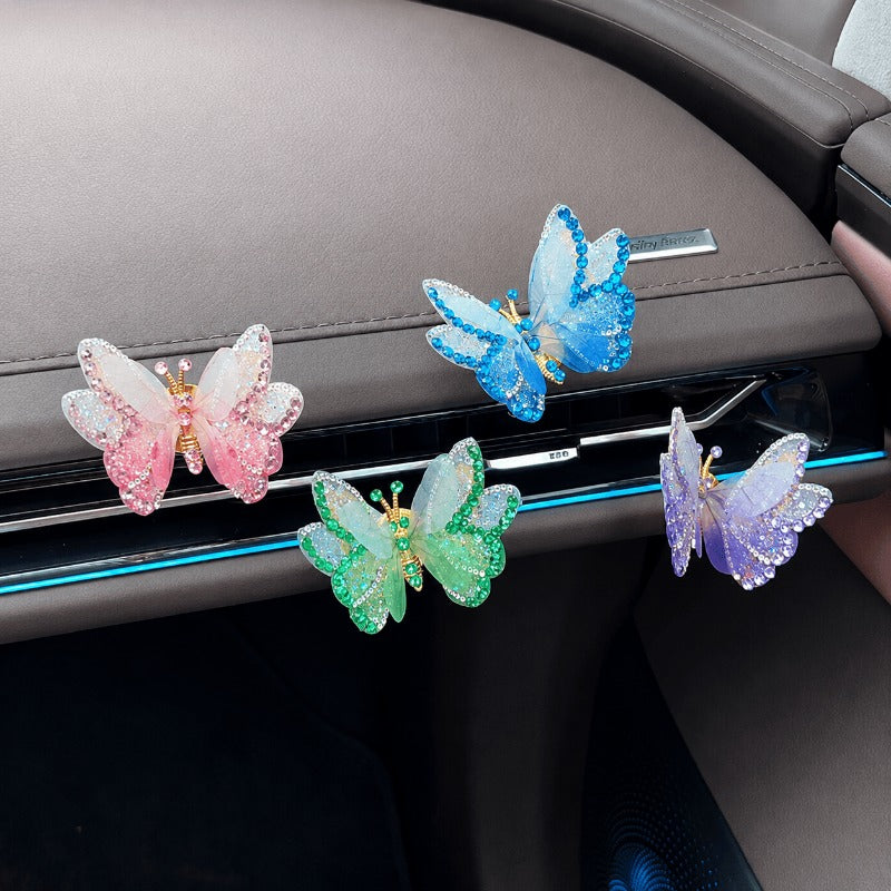 Fluttering Crystal Butterfly Car Decor