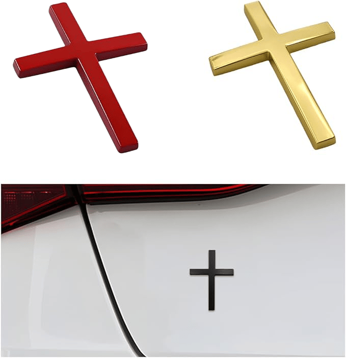 3D Metal Cross Car Sticker