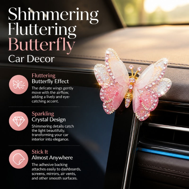 Fluttering Crystal Butterfly Car Decor