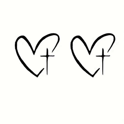 Minimalist Heart Cross Decal